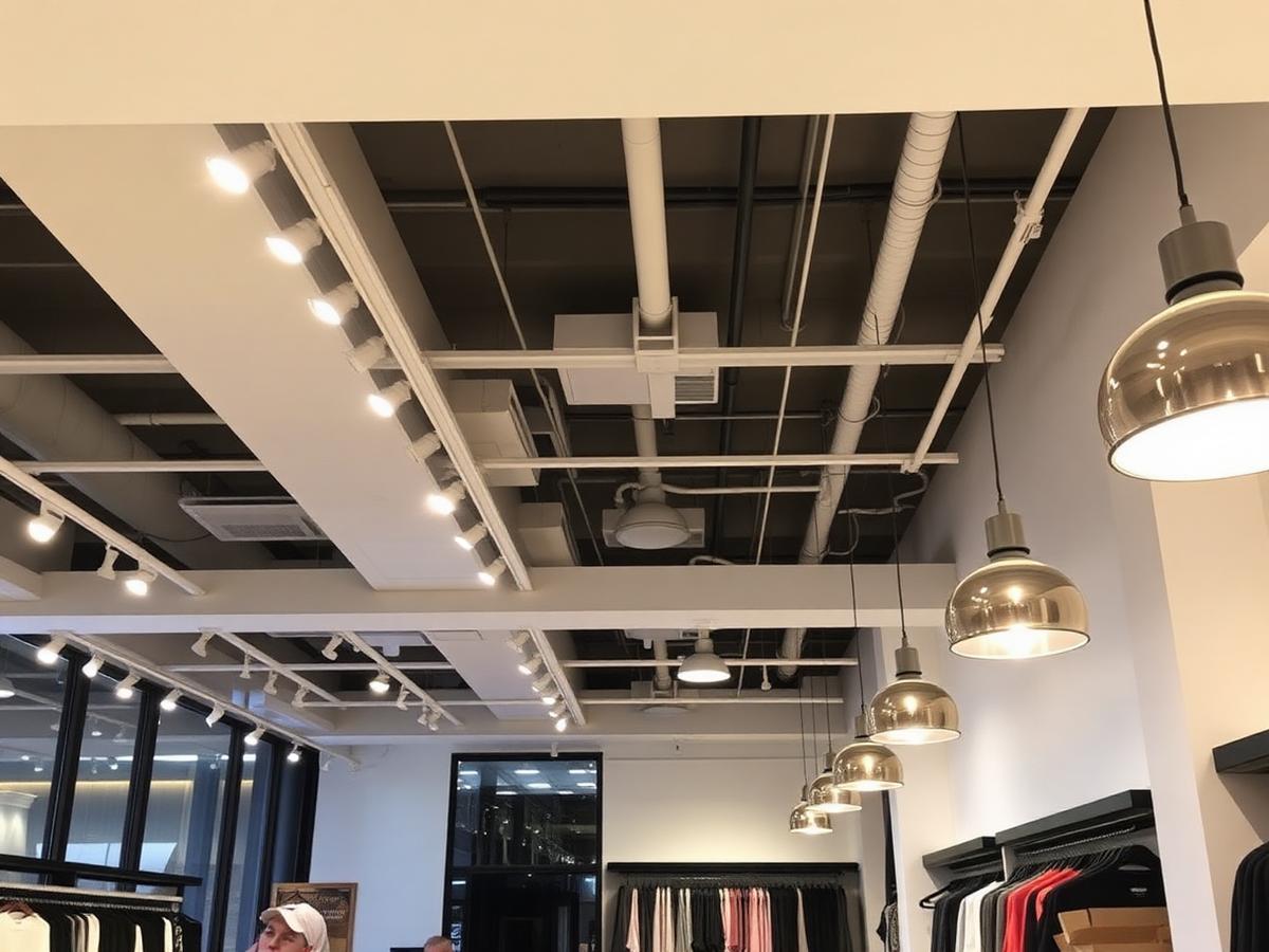 Commercial lighting installation in a retail space